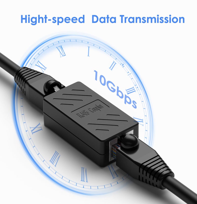 LVY Ethernet Extender RJ45 Couplers Network Cable Coupler Cat 5 Coupling Lnternet Female to Female Connector Lnline Coupler for Cat5/ Cat5e/ Cat6e/ Cat7 Ethernet Extension Cable (Black 6pcs) - Image 5